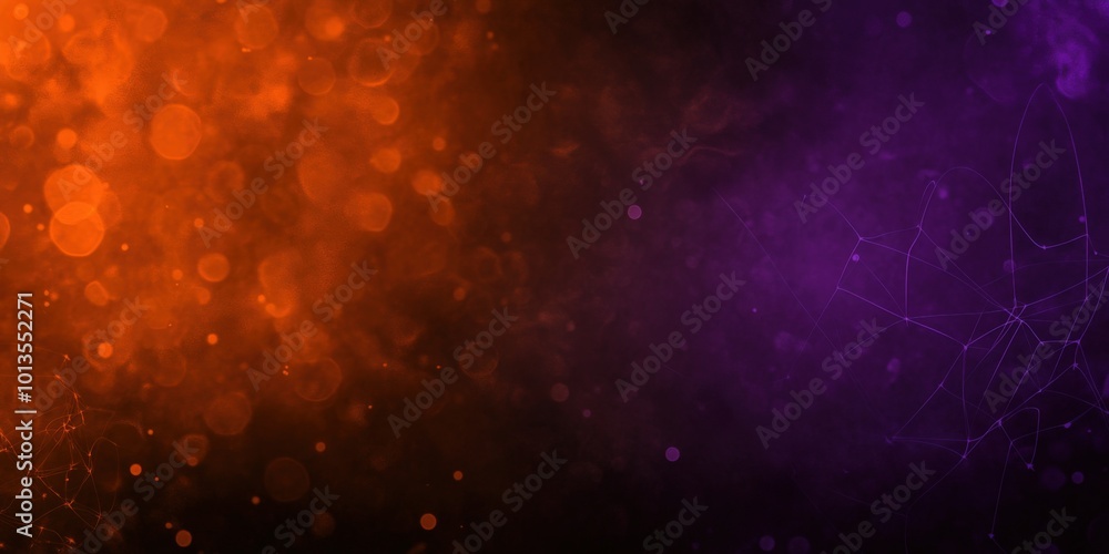 Fototapeta premium background abstract mix of orange and purple bokeh lights with subtle web-like lines, creating a moody and mysterious atmosphere