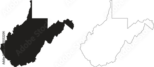 West Virginia state contour outline silhouette vector map