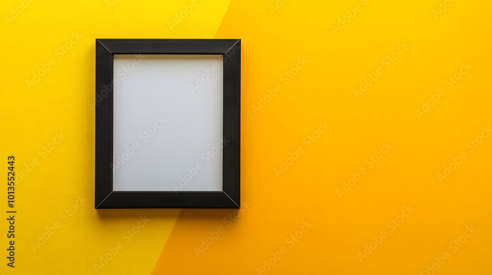 Minimalist black and yellow background with an empty picture frame for text design, a perfect mockup for advertising or branding design Minimalist black and yellow background with an empty picture frame for text design, a perfect mockup for advertising or branding design