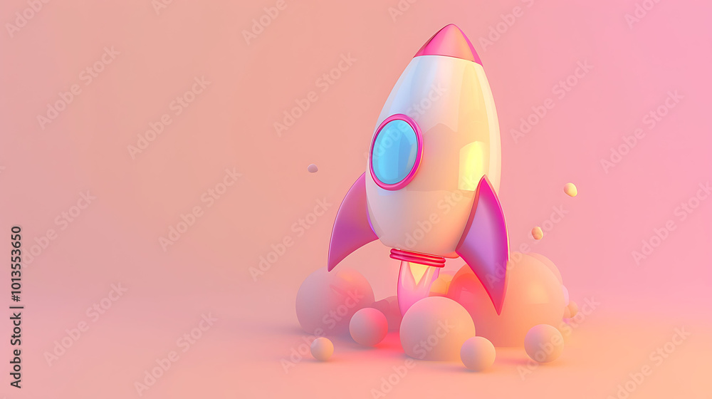 Colorful 3D Rocket Icon in Isometric Style Colorful 3D Rocket Icon in Isometric Style