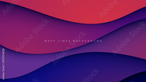 Abstract wavy lines background, gradient lines shape decorative design vector