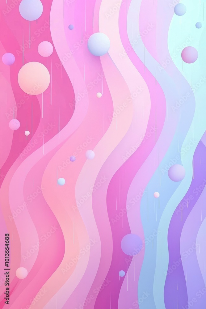 Abstract Wavy Background with Pastel-Colored Circles Abstract Wavy Background with Pastel-Colored Circles