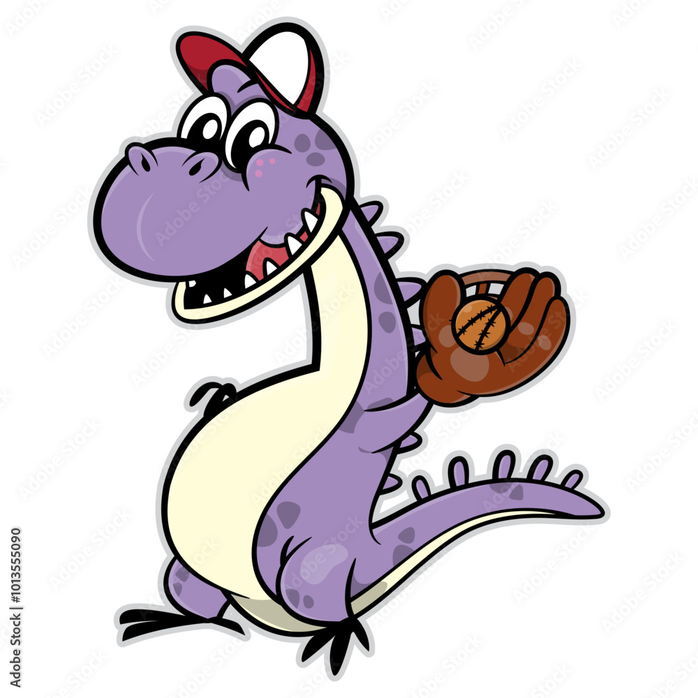 Vetor De Cute Dinosaurs Cartoon Characters Wearing Baseball Gloves And vetor-de-cute-dinosaurs-cartoon-characters-wearing-baseball-gloves-and