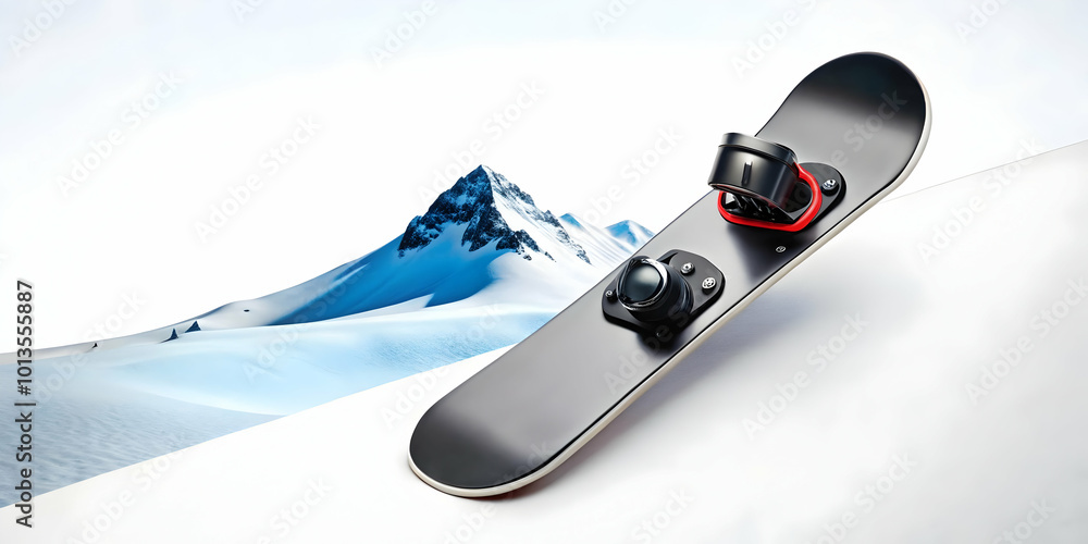 Fototapeta premium 3D Snowboard Icon: Sleek Vector Design Isolated on White Background for Winter Sports Infographics and Product Visuals