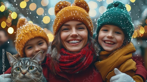 Family at festive market photo