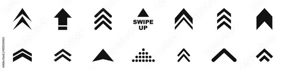 Swipe icon set. Swipe up arrow icons. Arrow buttons for social media. Scroll pictogram. Web icons. Vector illustration. Swipe icon set. Swipe up arrow icons. Arrow buttons for social media. Scroll pictogram. Web icons. Vector illustration.