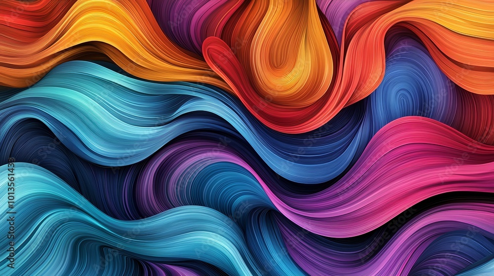 Fototapeta premium Abstract background with colorful wavy lines.