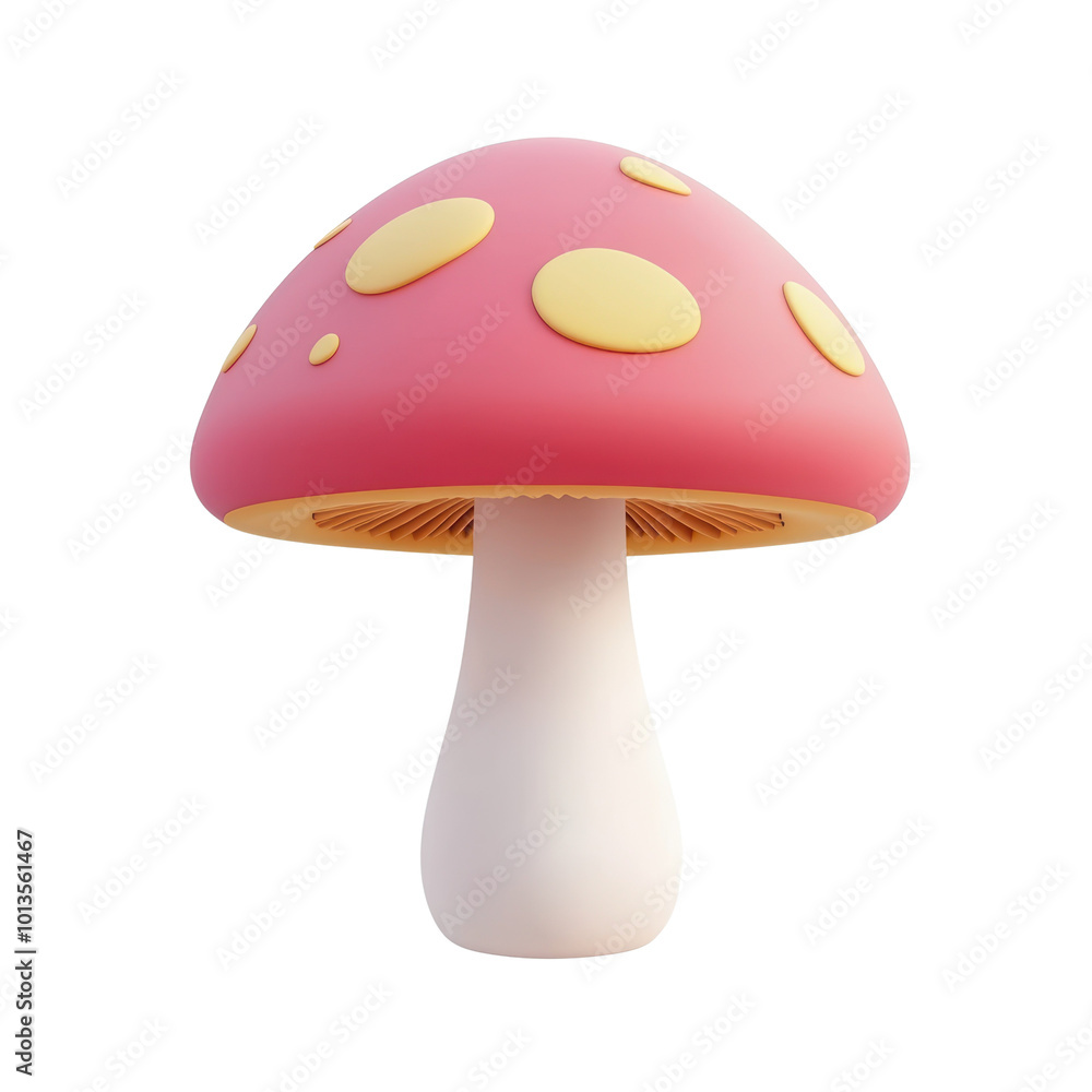 Mushroom isolated on white transparent, Cartoon minimal style object Mushroom isolated on white transparent, Cartoon minimal style object