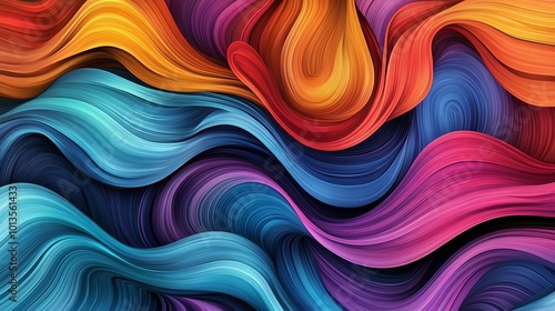 Abstract background with colorful wavy lines.