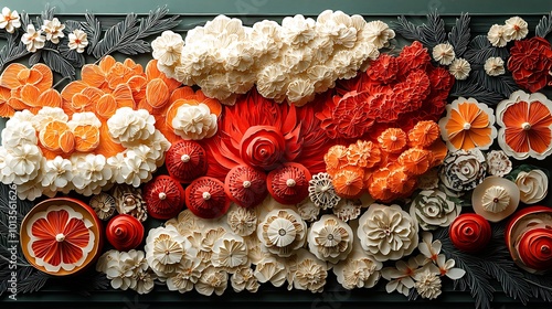 A Stunning Display of Colorful Paper Flowers in Artistic Arrangement and Intricate Designs
