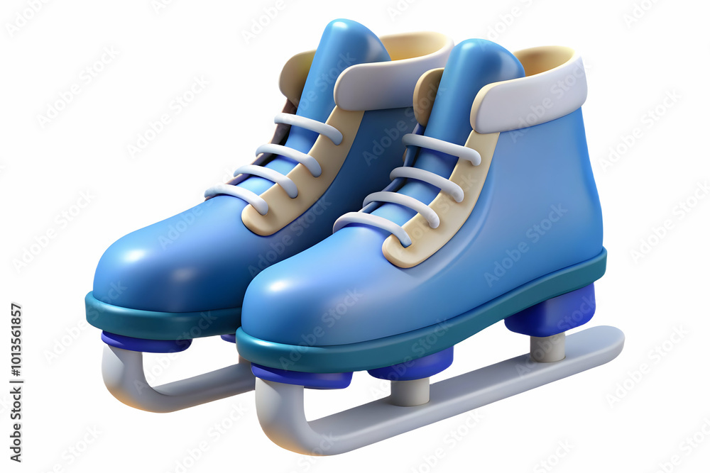 3D Icon of a Pair of Ice Skates in Minimalist Vector Style Isolated on White Background � Perfect for Winter Sports Infographics & Promotional Materials
