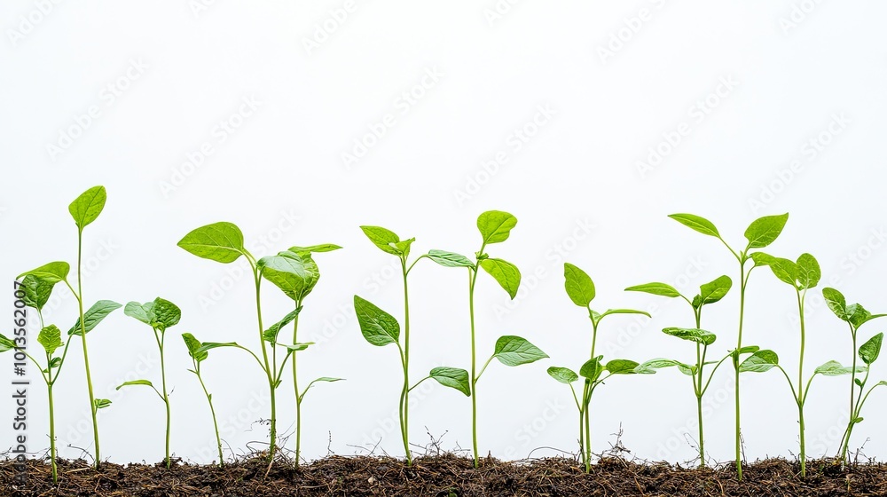 Young plants growing in soil, symbolizing growth. Young plants growing in soil, symbolizing growth.