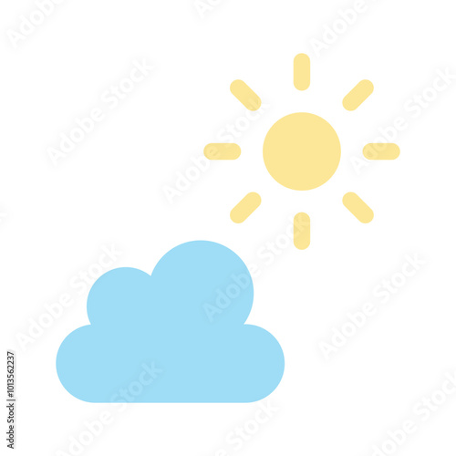 A cloud with a sun symbolizing clear or partly cloudy weather vector design