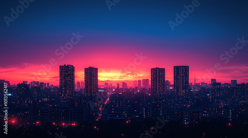 Wallpaper Mural Minimalist Cityscape at Dusk with Vibrant Skies Torontodigital.ca