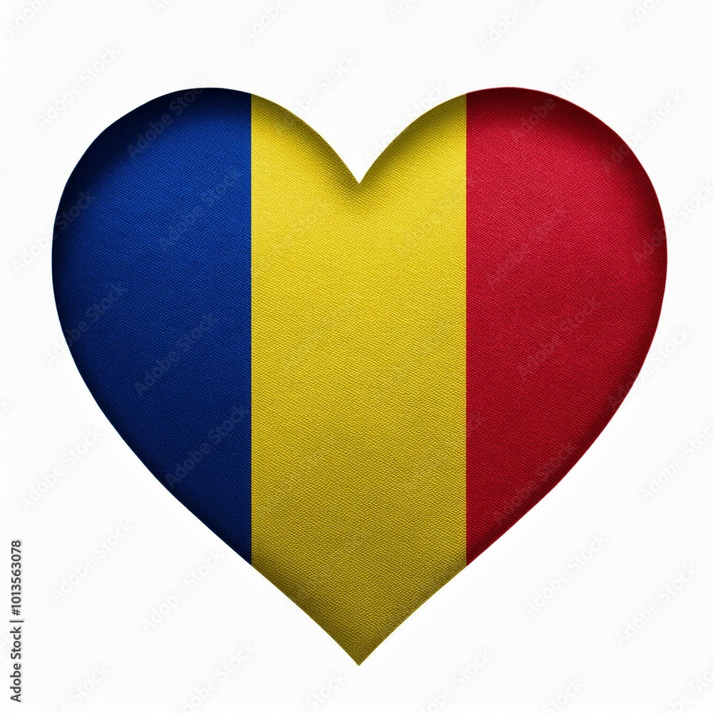 Fototapeta premium ルーマニアの国旗のハート(Heart of Romania flag on white.)