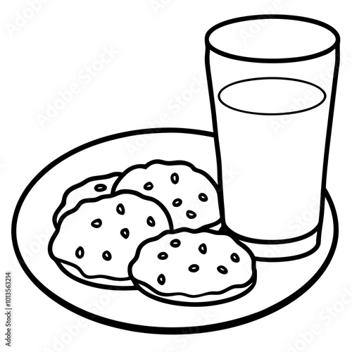 A plate of cookies and a glass of milk left for Santa