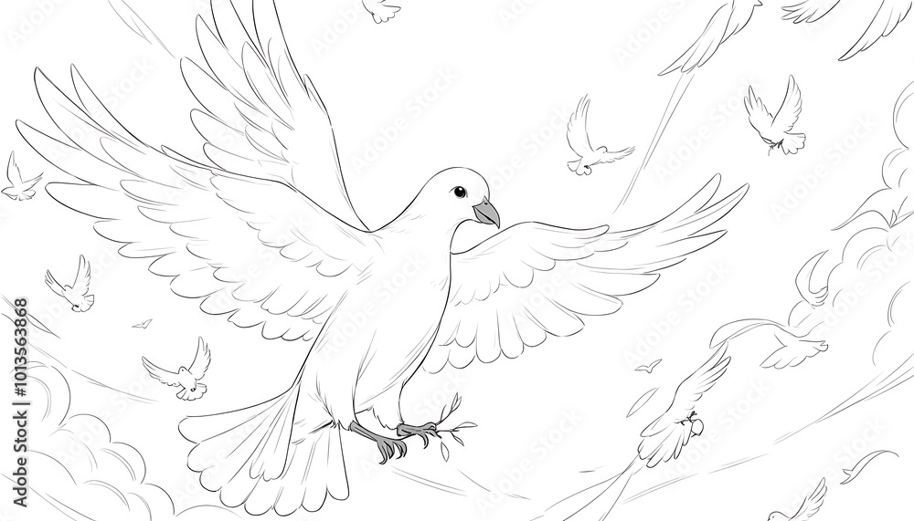 custom made wallpaper toronto digitalA majestic white dove, emblem of serenity and peaceful coexistence, majestically soars through a brilliant cerulean sky