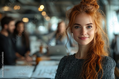 Wallpaper Mural Protrait of business people in office and group of people are meeting behide. Torontodigital.ca