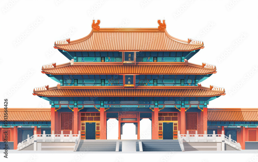 Chinese traditional ancient architecture art illustration Chinese traditional ancient architecture art illustration