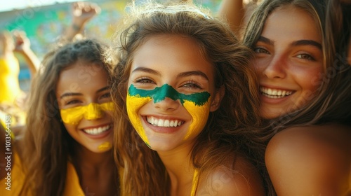 Young Women Joyfully Painting Their Faces Together