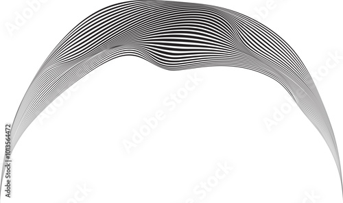 Decorative arch of line . Wavy half circle. Abstract flow linear fluid design element .Magic arch. Curved Music sounds lines. Squiggle strokes . Ornament design.Line art . Vector 