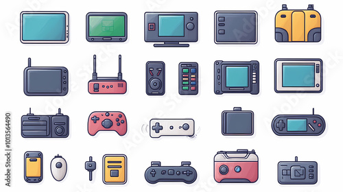 Minimalist vector-style icons representing various_elelectonic