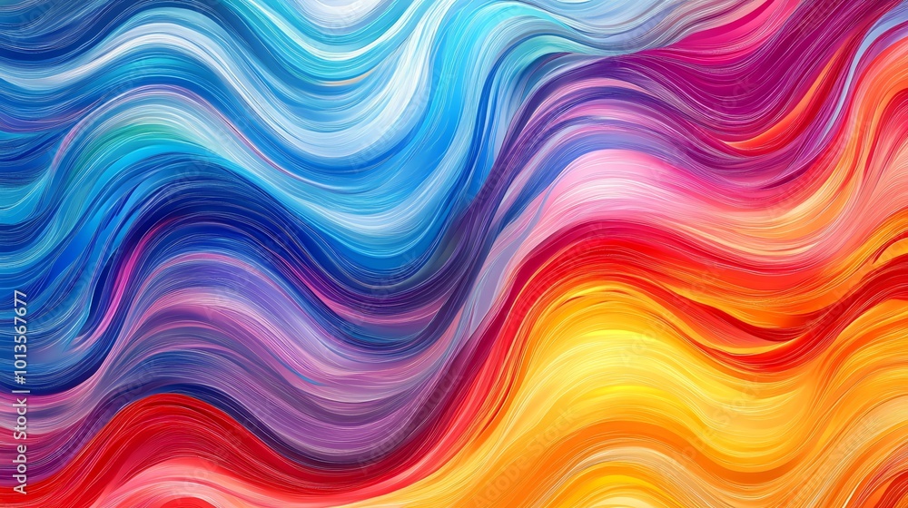 Abstract colorful background with wavy lines of blue, purple, red, orange, and yellow. Abstract colorful background with wavy lines of blue, purple, red, orange, and yellow.