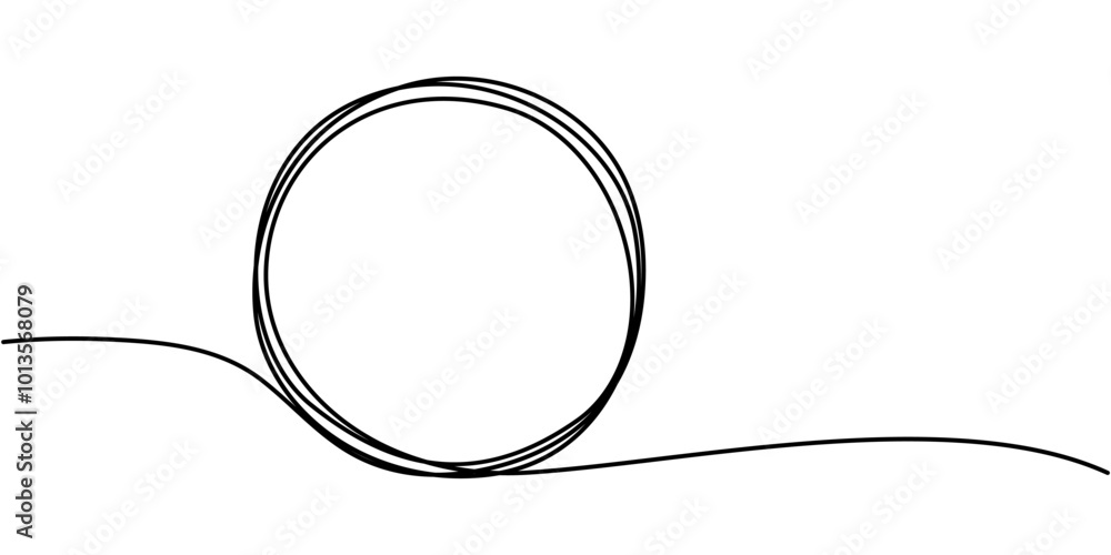 Hand drawn circle frame on white background, Round hand drawn frame, one line drawing vector illustration, Continuous one line drawing of scribble black circle. Round frame sketch outline on white Hand drawn circle frame on white background, Round hand drawn frame, one line drawing vector illustration, Continuous one line drawing of scribble black circle. Round frame sketch outline on white