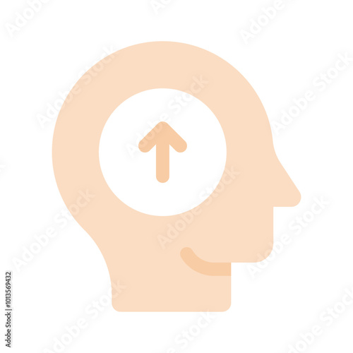A human head with an arrow pointing upwards, indicating ideas or growth icon