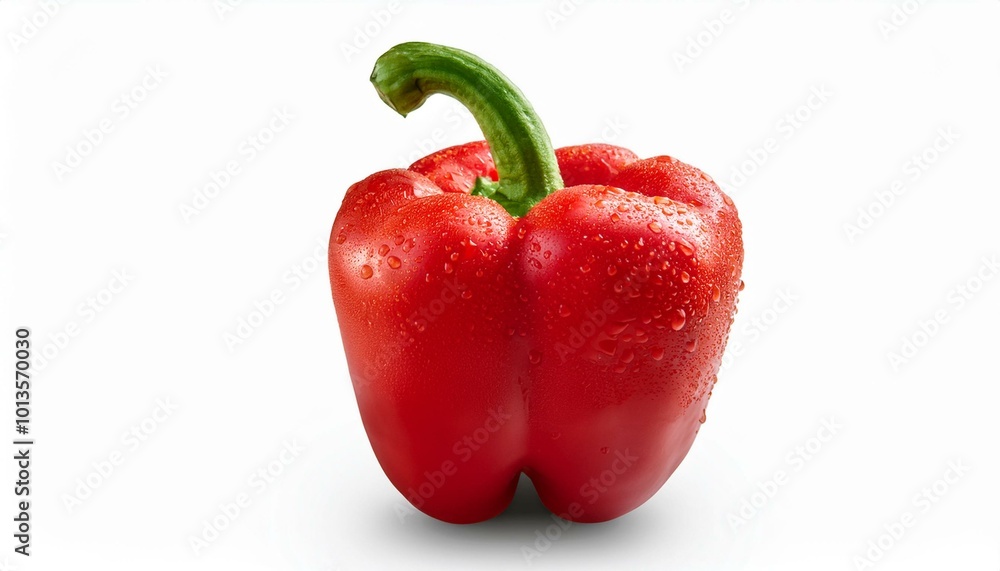 Red sweet pepper, dews, floating isolated on a white backdrop. organic of vegetables Red sweet pepper, dews, floating isolated on a white backdrop. organic of vegetables
