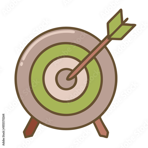 Target with arrow illustration in earthy colors, precision concept