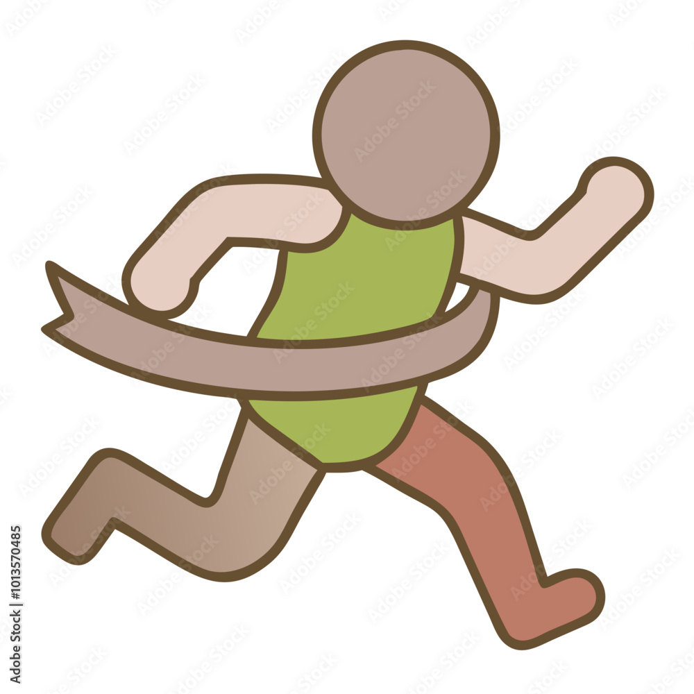 Running icon in flat design, brown and green, symbolizing marathon and fitness competition Running icon in flat design, brown and green, symbolizing marathon and fitness competition
