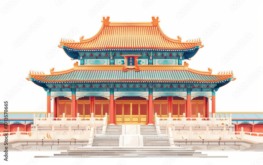 Chinese traditional ancient architecture art illustration Chinese traditional ancient architecture art illustration