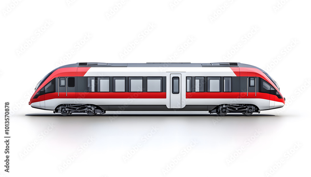 Modern HighSpeed Passenger Train on Tracks Isolated on White Background design Modern HighSpeed Passenger Train on Tracks Isolated on White Background design