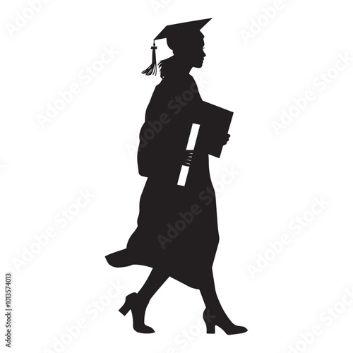Graduation Silhouette Design - Graduate Vector illustration in black and white
