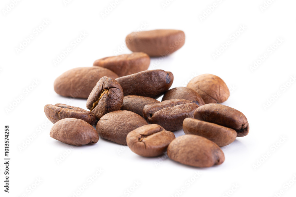 Roasted coffee beans isolated on white background Roasted coffee beans isolated on white background