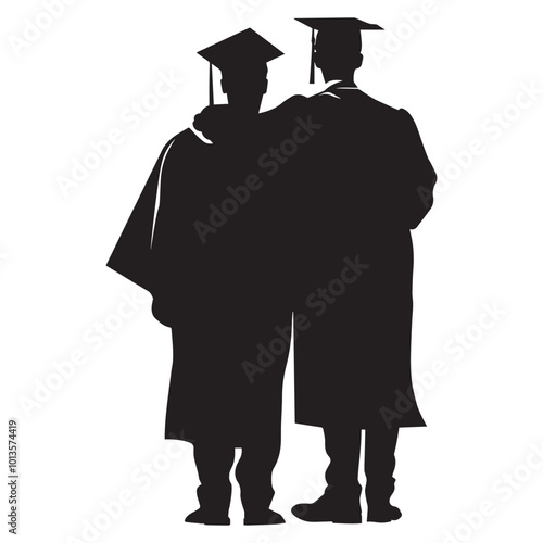 Graduation Silhouette Design - Graduate Vector illustration in black and white
