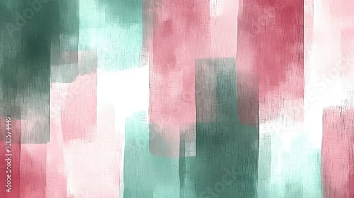 Abstract Painting with Vertical Stripes in Pink, Green, and White photo