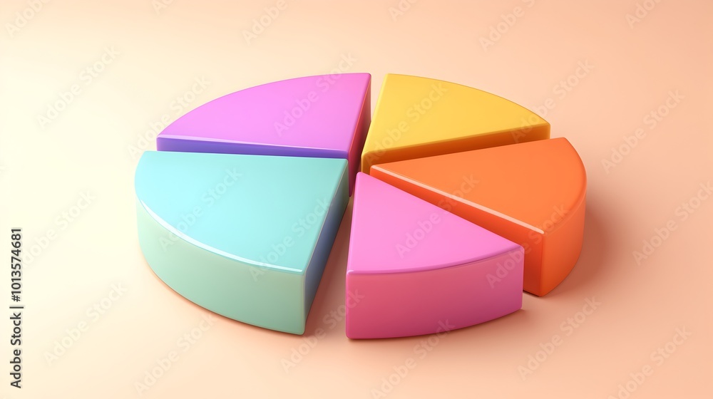 Vibrant and Colorful 3D Pie Chart with Detailed Segmentation Vibrant and Colorful 3D Pie Chart with Detailed Segmentation
