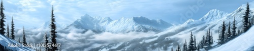 Wallpaper Mural Serene Panoramic View of Snow Covered Mountain Range in Winter Wonderland Torontodigital.ca