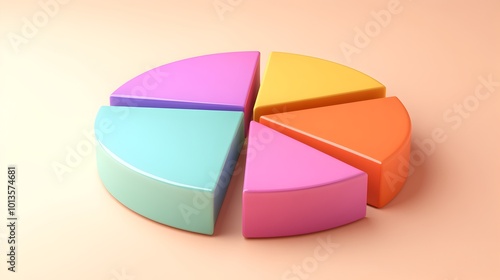 Vibrant and Colorful 3D Pie Chart with Detailed Segmentation