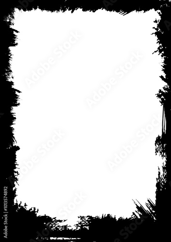 Grunge frame border texture, rectangular shape, Halloween horror template.