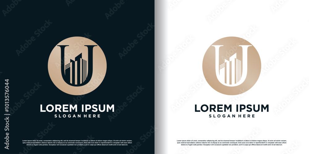 Fototapeta premium Building logo design template with initial U concept premium vector