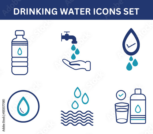 Drinking water icon set, vector illustration.