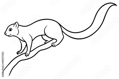 Vector Illustration of a Tayra Swiftly Ascending a Tree Showcasing Its Long Body
 photo