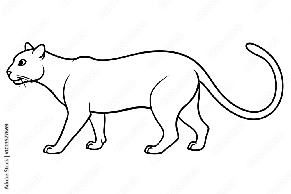 Fototapeta premium Charming Vector Illustration of a Jaguarundi Exploring the Rich Forest Landscape 