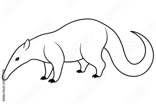 Giant Anteater Showcasing Its Long Snout on the Ground in a Vibrant Vector Illustration 