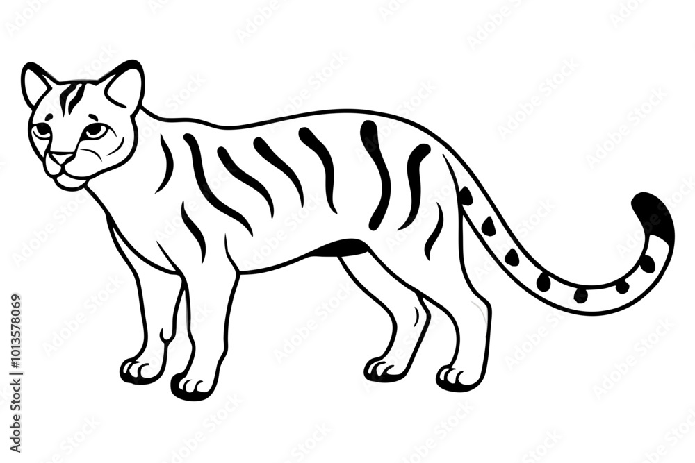 Fototapeta premium Ocelot in Low Stalking Position Vector Illustration Capturing Its Stealthy Elegance 