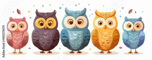 Owl birds. Cartoon flat vector illustration photo