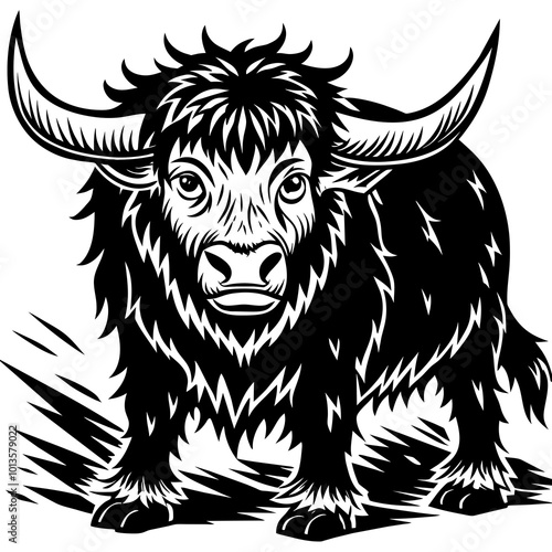 Hand drawn vector illustration of a cute yak face in a flower crown, with lettering quote Spring Is Here. Isolated objects on white. Scandinavian style flat design.